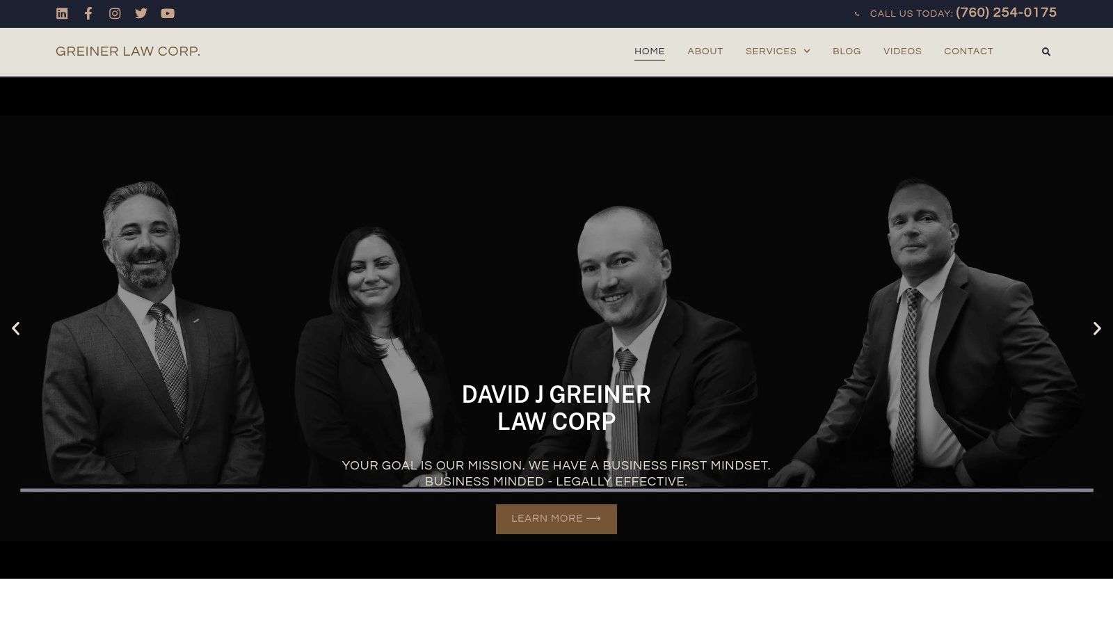 Screenshot from https://greinerlawcorp.com
